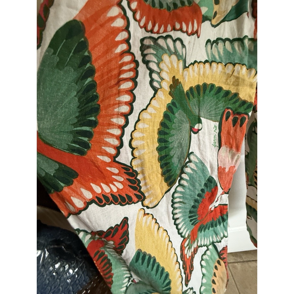 Farm Rio New Anthropologie Ruffle-Sleeve Linen Jumpsuit Size L - Picture 10 of 16